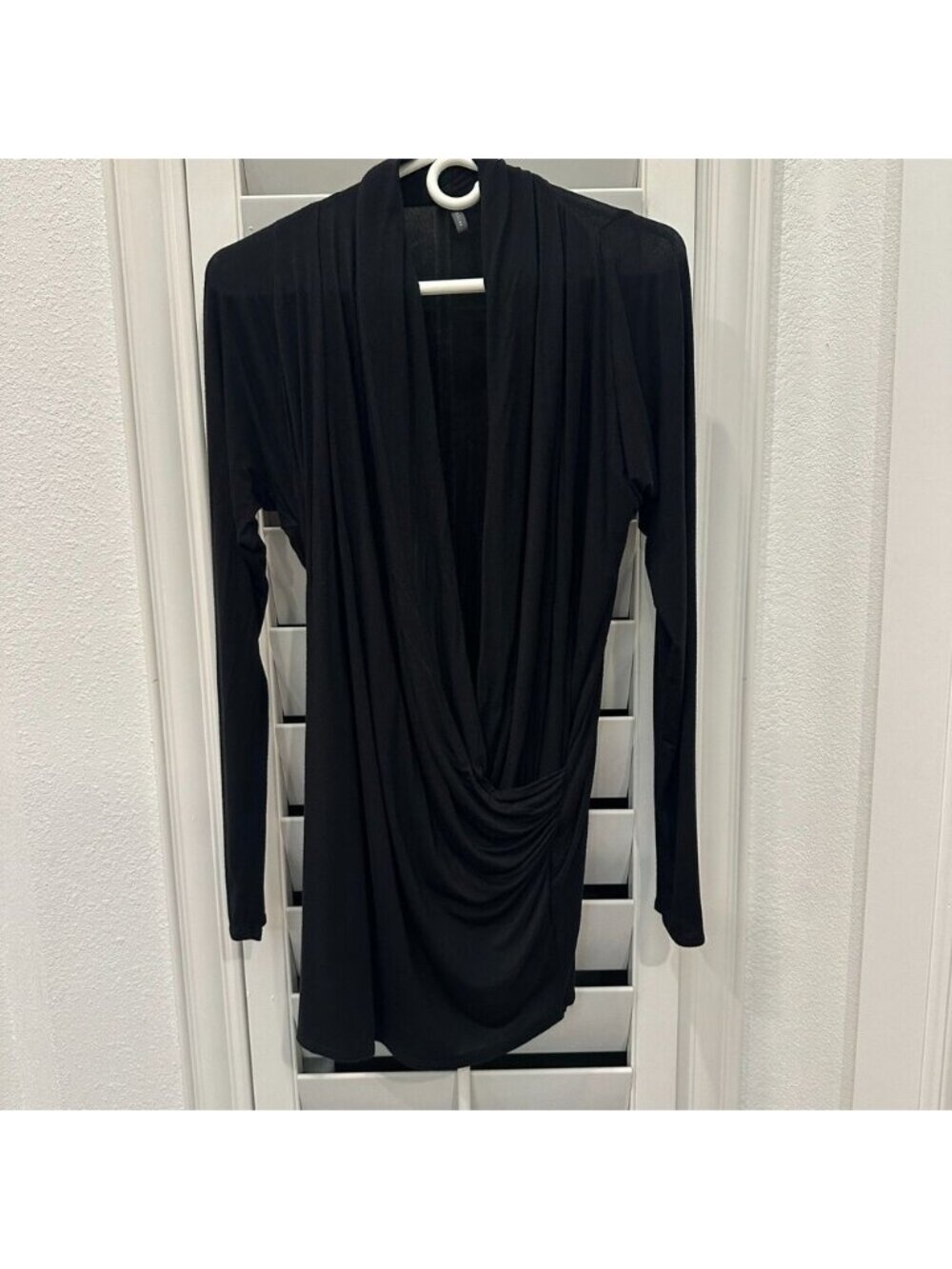 Riller & Fount Black Draped Cowl Neck Long Sleeve Mini Dress Size 0